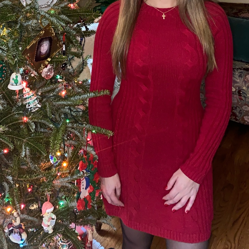 Hollister Size S Red Cable Knit Sweater Dress